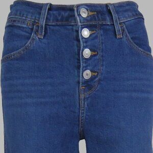Levi Women's Mile High Cropped Wide Leg Jeans & Button Fly Size 25 Waist (C2074)